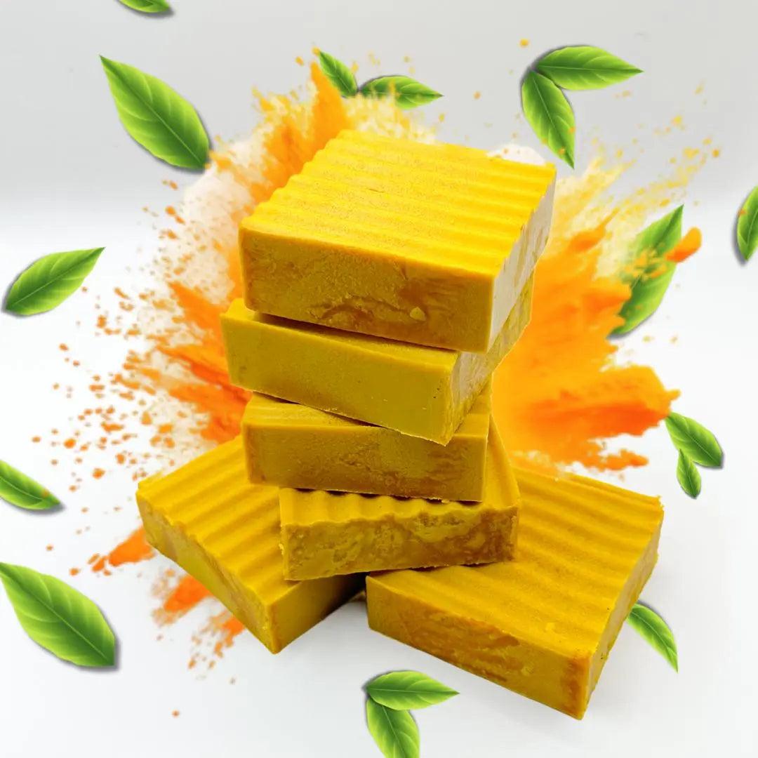 Moisturizing turmeric soap & shea butter – deeply nourishes, repairs dry skin, and enhances your glow.
Turmeric & honey soap with shea blend – perfect for glowing, smooth, and even-toned skin.
