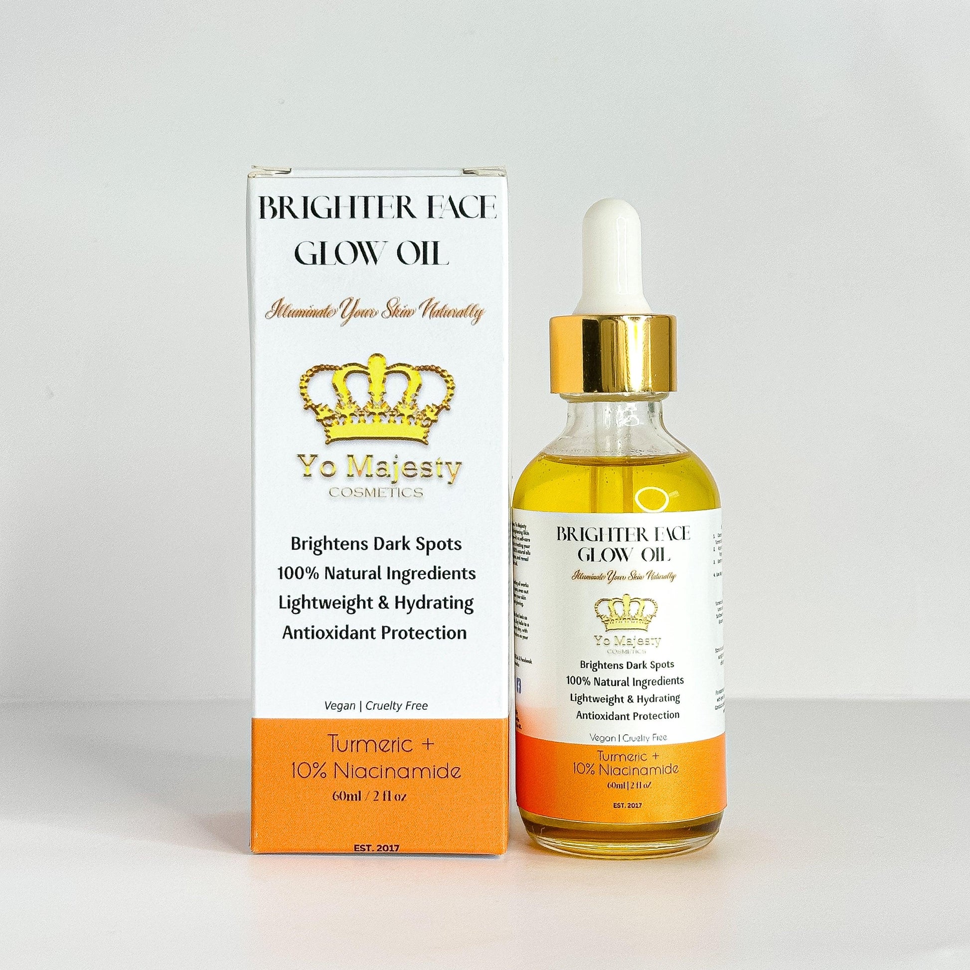 Brighter Face Glow Oil – Turmeric + 10% Niacinamide | Hydrating, Brightening, and Even Skin Tone Oil for Radiant Skin - Yo Majesty Cosmetics