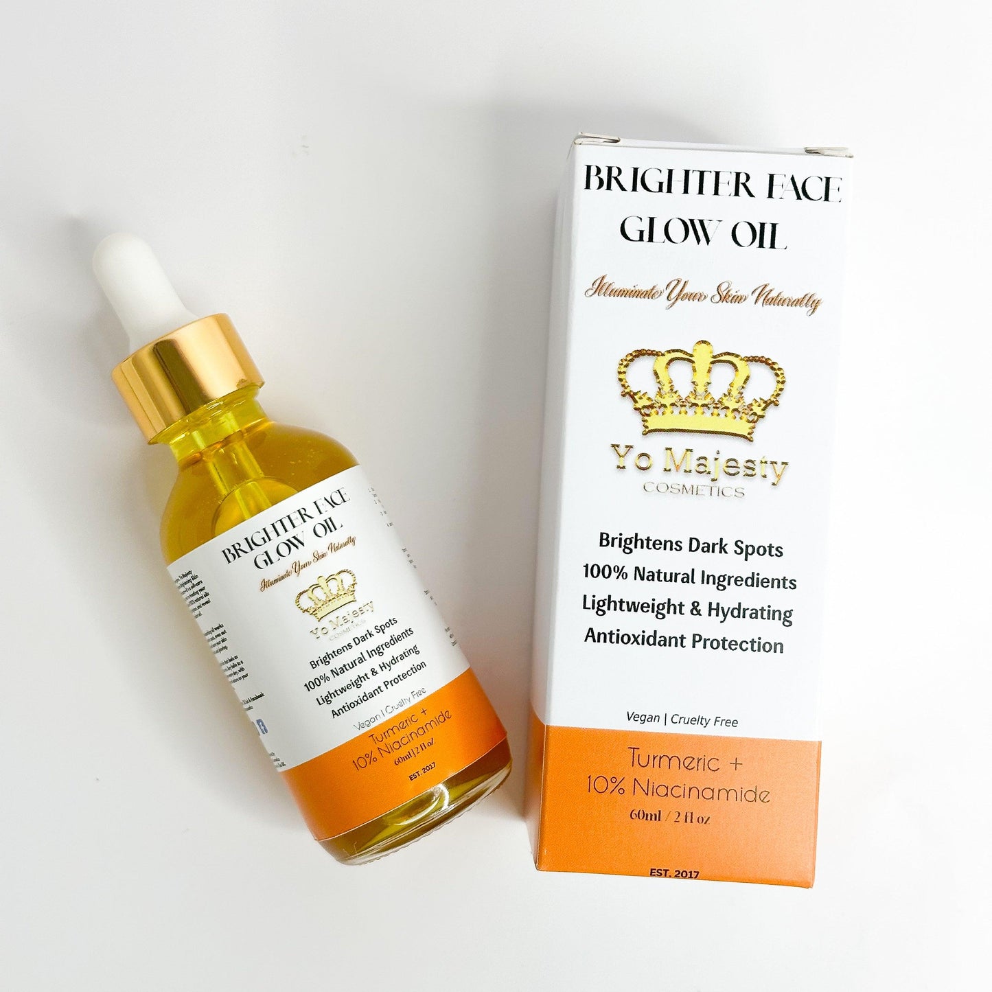 Brighter Face Glow Oil – Turmeric + 10% Niacinamide | Hydrating, Brightening, and Even Skin Tone Oil for Radiant Skin - Yo Majesty Cosmetics